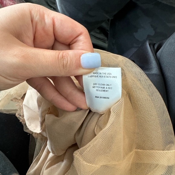 Marchesa beaded embellished illusion satin dress with front slit - Picture 5 of 16